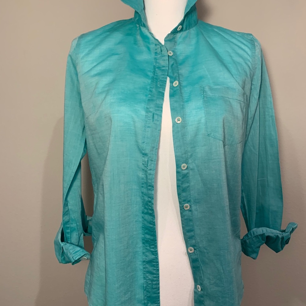 J Crew The Boy Shirt turquoise shirt